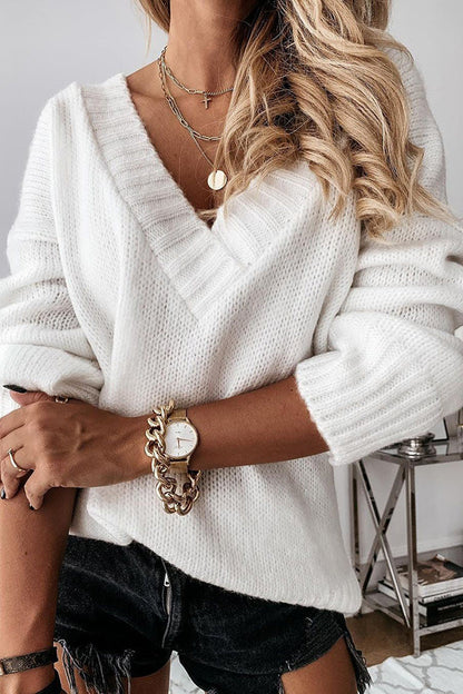 V-neck Casual Knit Top