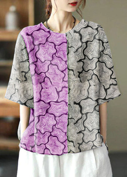 Natürliche schwarze O-Ausschnitt bestickte Sommer Ramie Blusen Halbarm