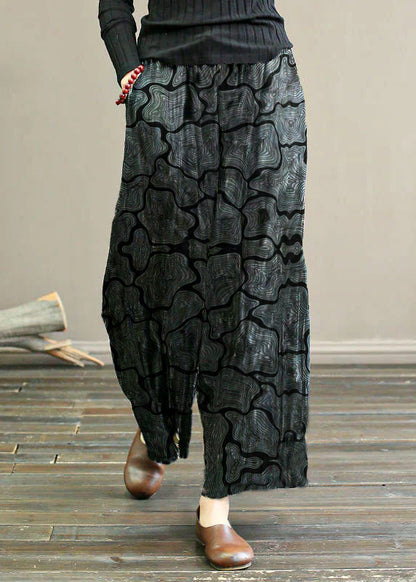 Schwarz-textur Gestreiften Leinen Breite Bein Hosen Elastische Taille Übergroßen Sommer