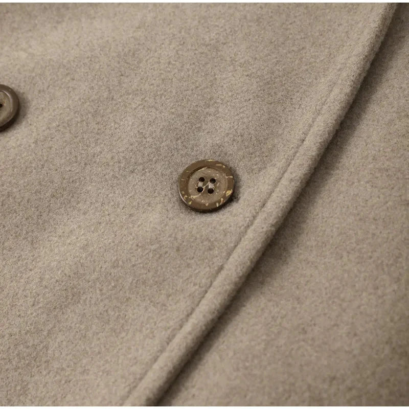 Stand-collar double-breasted loose-fit cropped casual jacket
