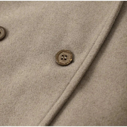 Stand-collar double-breasted loose-fit cropped casual jacket