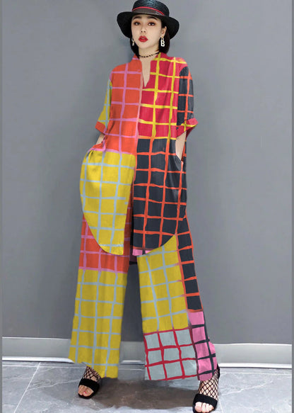 Boho Rotes Peter Pan Kragen Hemd weite Beinhose Satin Zweiteiler Set Frühling