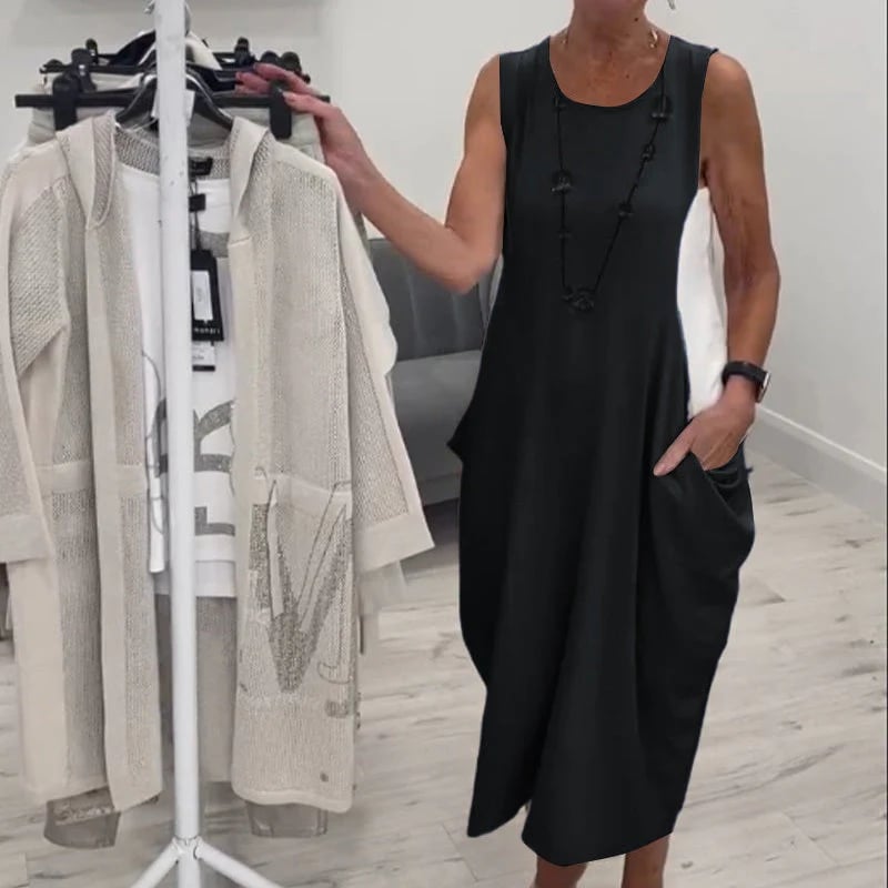 Sleeveless Pocket Midi Dress
