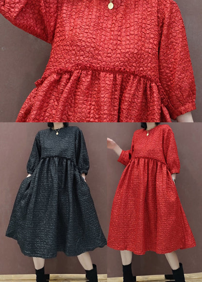 Mode Schwarzes Midikleid mit halben Ärmeln