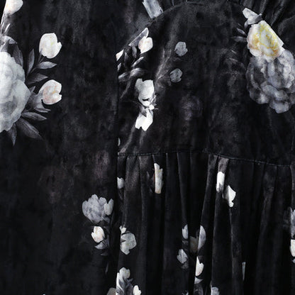 Mode schwarze Cordkleider Oversize-Drucke Maxikleid Boutique Patchwork Kaftans