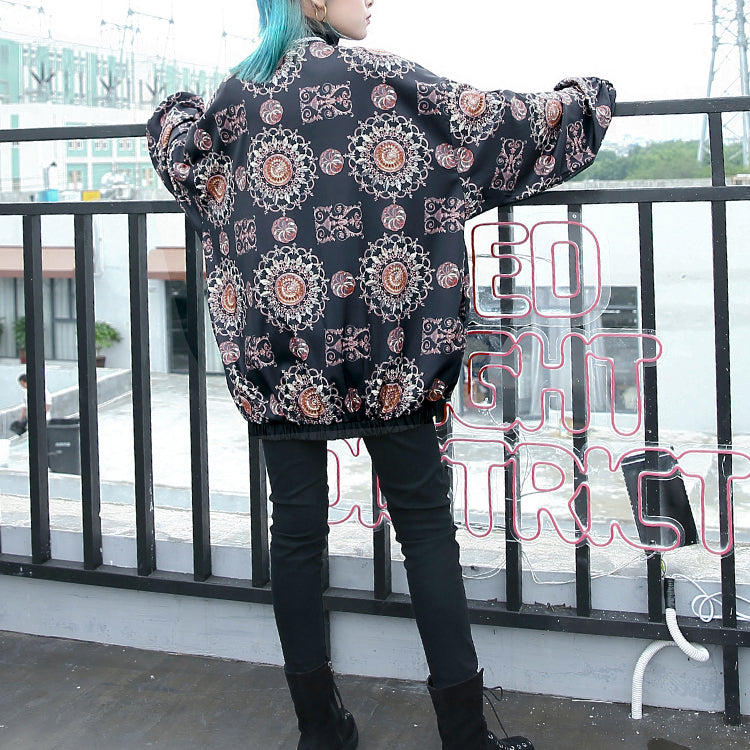 Mode Blumenoberteile in Übergröße Stand T-Shirt 2018 mit Reißverschluss Baggy Kleidung Oberteile