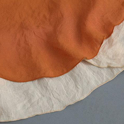 Mode Leinen Sommerkleid Plus Größe Falsche zweiteilige Kurzarm Orange Plain Kleid