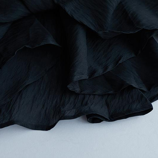 Mode reines Leinen Tops übergroßen Casual Kurzarm schwarz Taschen gefälschte zweiteiliges Kleid
