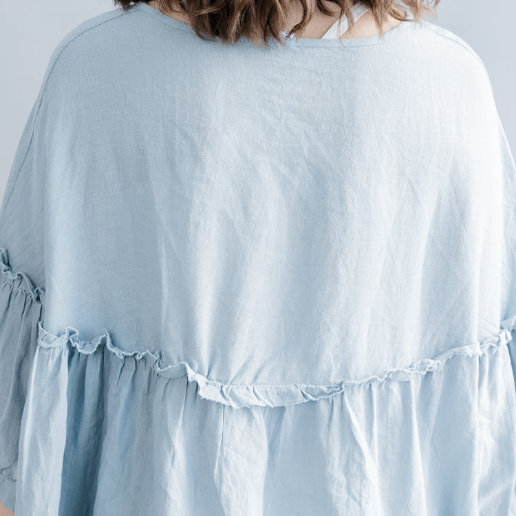 Mode weiß Baumwolle Leinen Knie Kleid plus Größe Kleidung Baumwolle Leinen Kleidung Kleider Neue Laterne Ärmel Cinched O Hals Baggy Kleider