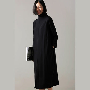 Mode Frauen rote Baumwollkleider lange vorne offen High Neck Kleid