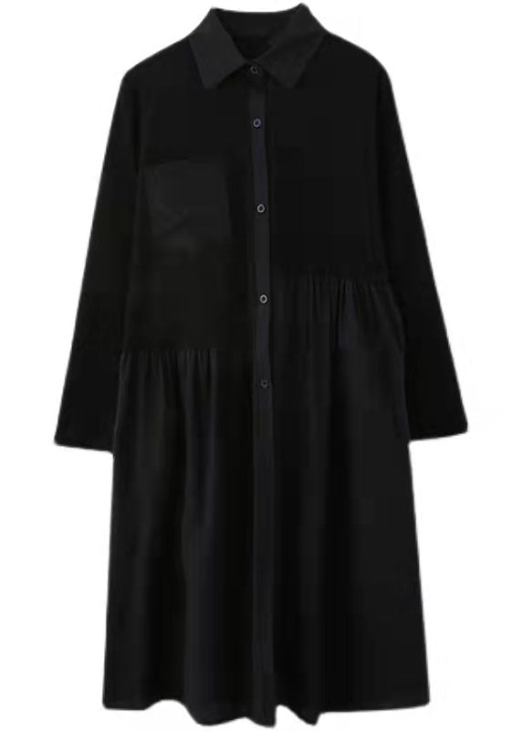 Mode schwarz gestreiften natürlichen Baumwolle Leinen Kleid Plus Größe Shirt Kleid Vintage Langarm Seite offen Stand Baggy Kleider