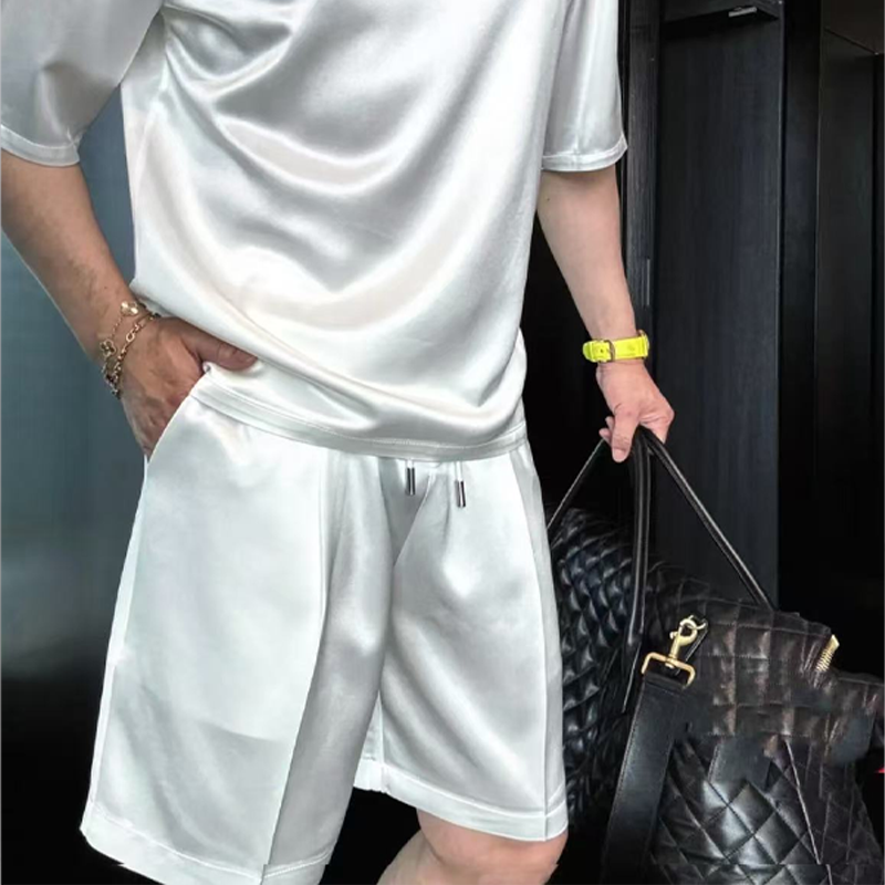 Men's Casual Solid Top & Shorts 2-Piece Set