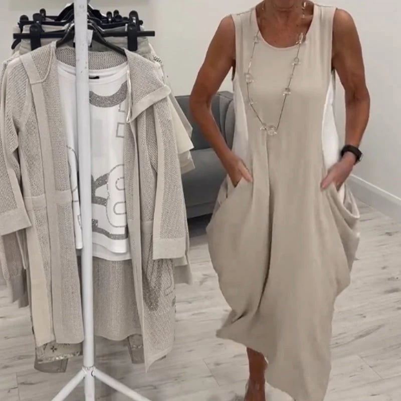 Sleeveless Pocket Midi Dress