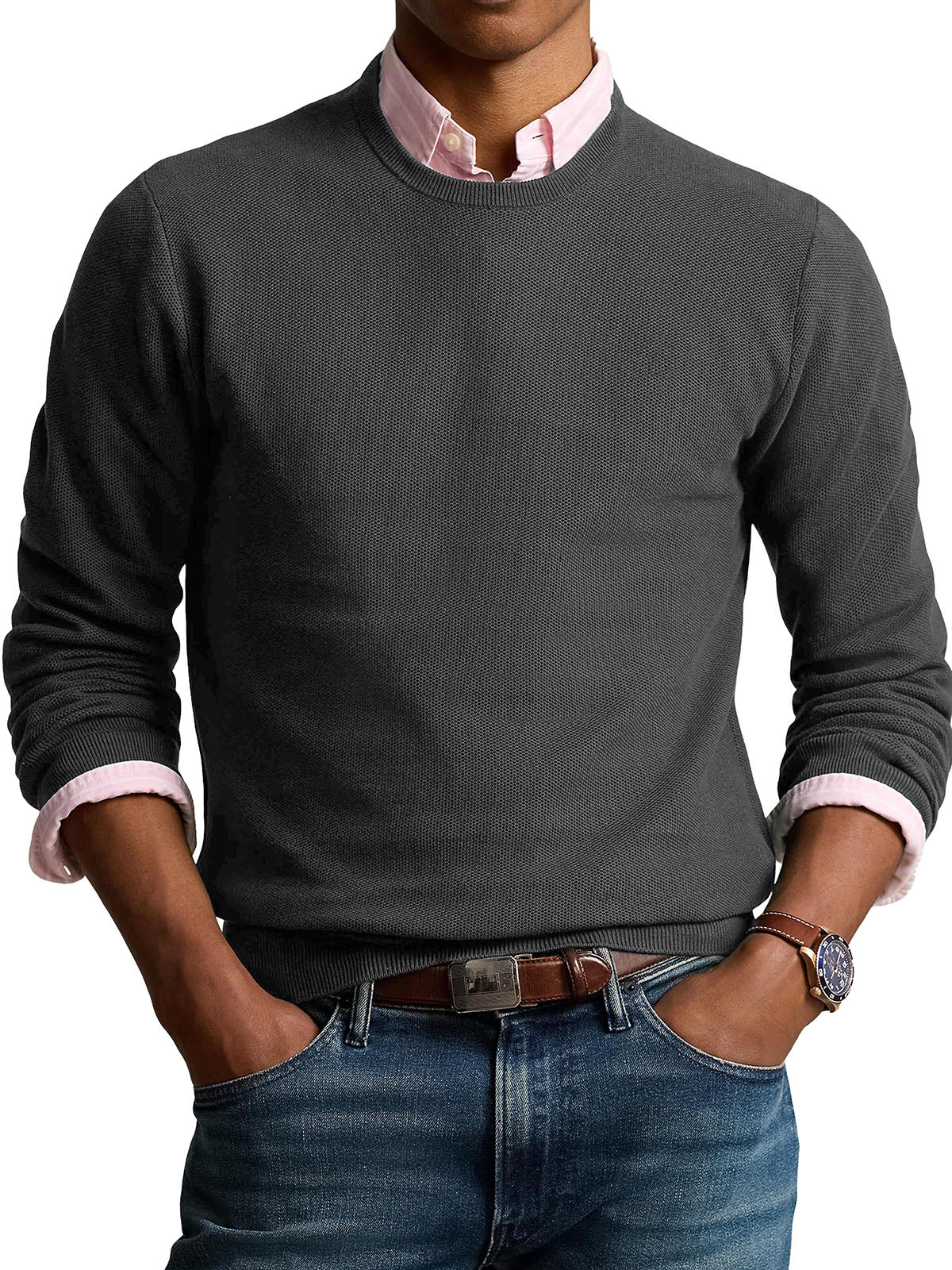 Men's Fashionable Retro Round Neck Long Sleeve Sweater
