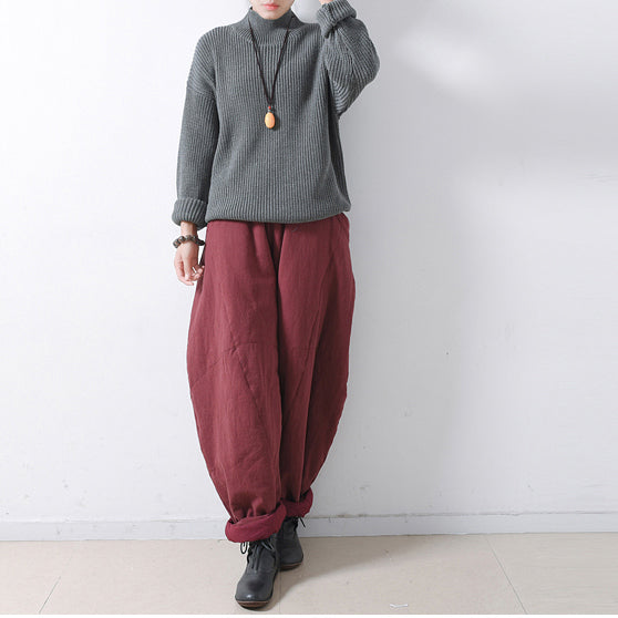 graue gemütliche übergroße Strickpullover Tops warme Damen Winterpullover 2024 klassisch