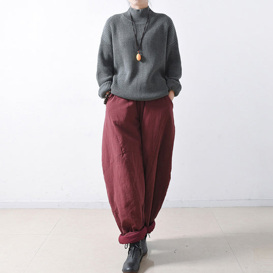 graue gemütliche übergroße Strickpullover Tops warme Damen Winterpullover 2024 klassisch