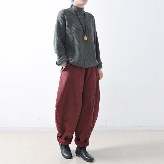 graue gemütliche übergroße Strickpullover Tops warme Damen Winterpullover 2024 klassisch