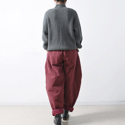 graue gemütliche übergroße Strickpullover Tops warme Damen Winterpullover 2024 klassisch