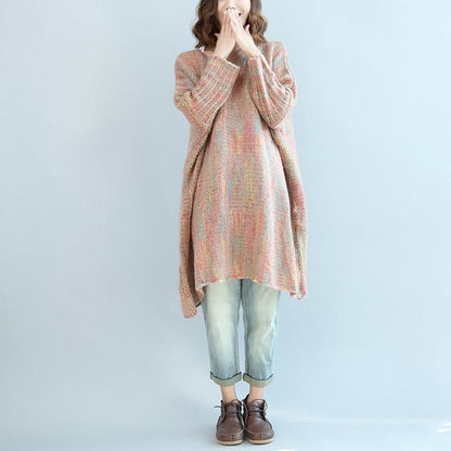 Hellrosa Multi Casual Pullover Kleider Plus Größe Wolle Warm 2024 Strickkleider