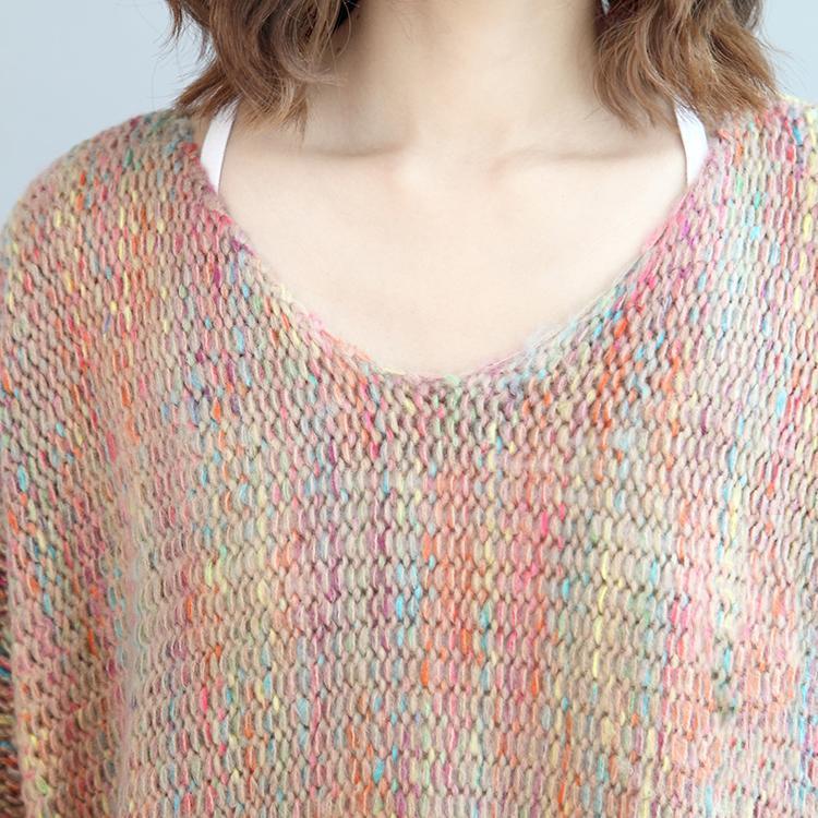 Hellrosa Multi Casual Pullover Kleider Plus Größe Wolle Warm 2024 Strickkleider