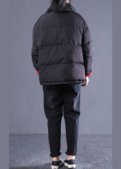 Neue schwarze plus größe kleidung stehkragen stepp mantel Elegante kordelzug taschen daunenmantel