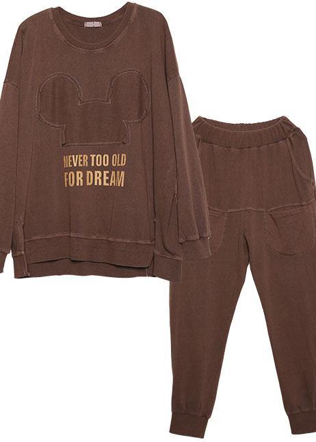 new loose large size literary retro old patched tops harem pants two-piece - SooLinen