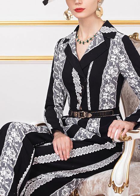 new striped vintage jumpsuit pants  women wild long sleeve jumpsuit - SooLinen