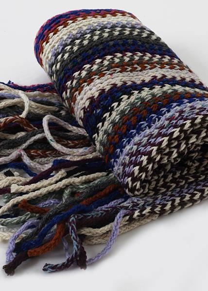 new women rainbow striped knit scarf tassel vintage warm scarves - SooLinen