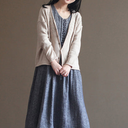 Nude Vintage Baumwollpullover Mäntel locker lässig Langarm Strickjacken Oberbekleidung