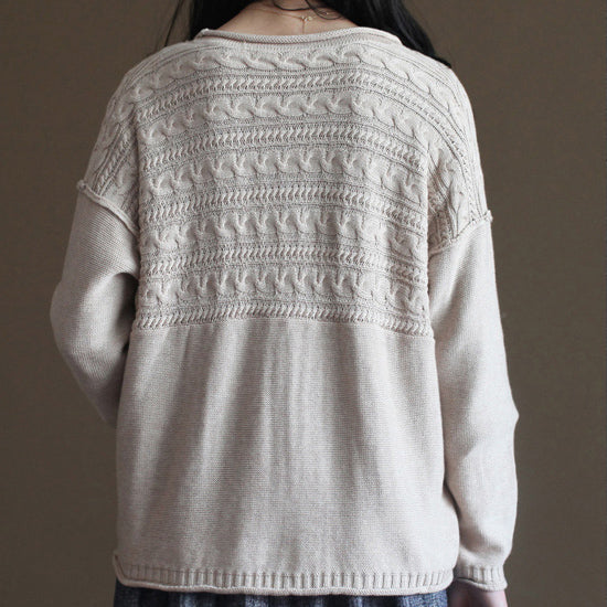 Nude Vintage Baumwollpullover Mäntel locker lässig Langarm Strickjacken Oberbekleidung
