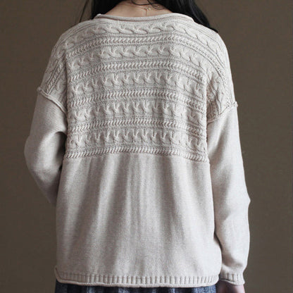 Nude Vintage Baumwollpullover Mäntel locker lässig Langarm Strickjacken Oberbekleidung