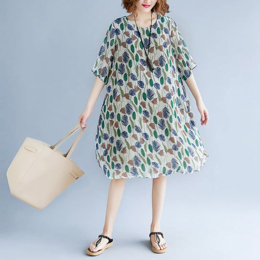 Original entworfenes Urlaubskleid mit O-Ausschnitt und kurzen Ärmeln, Brautjungfernkleid, Baggy-Kleider, Maxi-Kleider