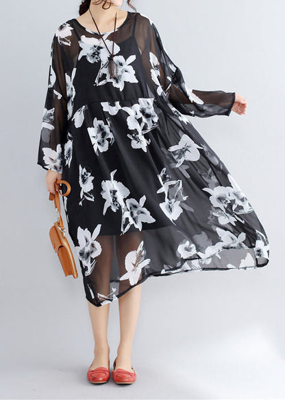 Foto farbe chiffon kleider casual chiffon kleid Neue zwei stücke floral kleid