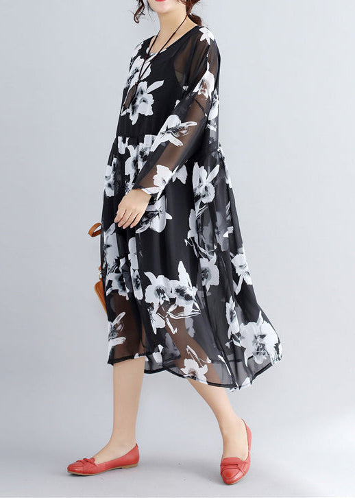 Foto farbe chiffon kleider casual chiffon kleid Neue zwei stücke floral kleid