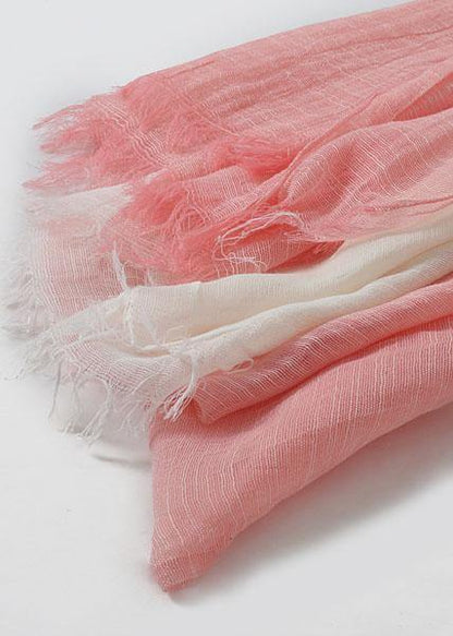 pink sunscreen cotton blended scarf double color fall scarves - SooLinen