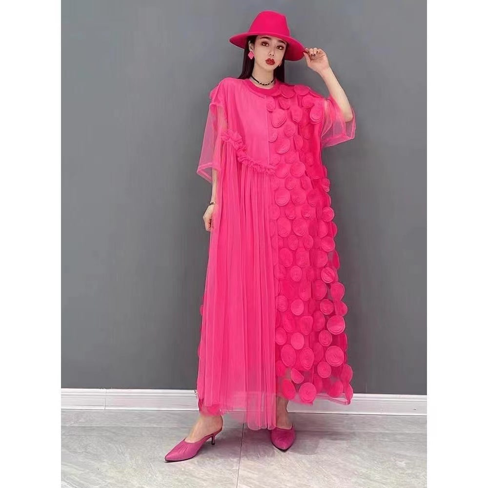 Schwarze Tüll Partykleider O-Ausschnitt Asymmetrische Halbarm