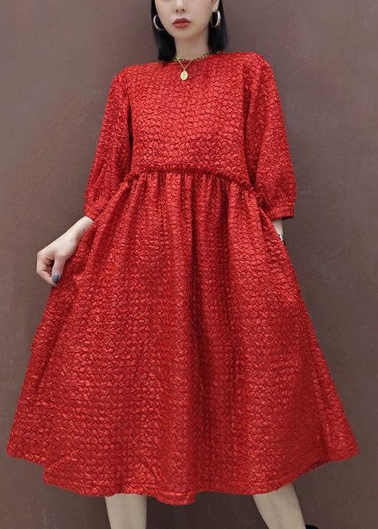 Plus größe Rot O-Ausschnitt A linie röcke Frühling