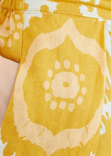 printed wide leg pants fashion elastic waist casual wild pants skirt - SooLinen