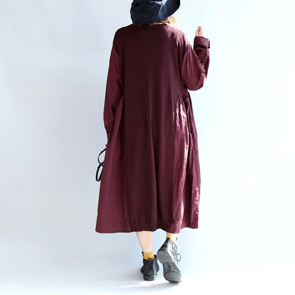 lila lässige Patchwork-Strickjacken aus Seide und Baumwolle, Oversize, lange Ärmel, lange Oberbekleidung