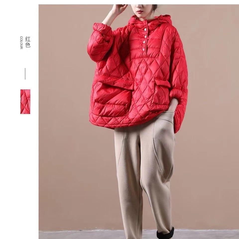 Literary Orange – Kurze Pufferjacken in Übergröße mit Kapuze (kostenloser Versand + begrenzter Lagerbestand)