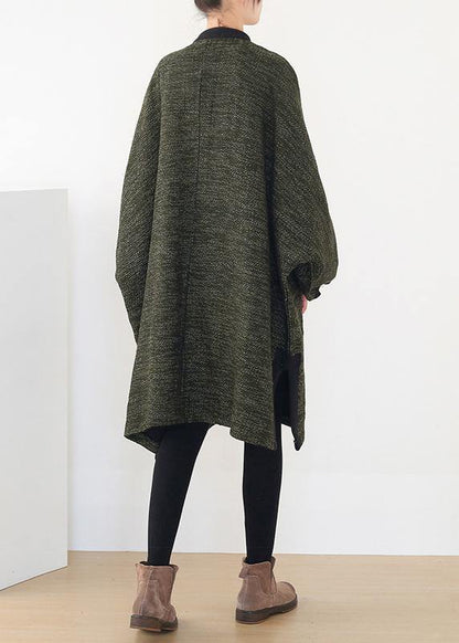 spring army green knit cardigans trendy plus size spring o neck knitted coat - SooLinen