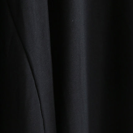 Stilvolle schwarze Kleider aus Baumwollmischung mit seitlicher Öffnung in Übergröße mit O-Ausschnitt und Taschen. Neue asymmetrische Baggy-Kleider mit langen Ärmeln