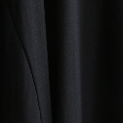 Stilvolle schwarze Kleider aus Baumwollmischung mit seitlicher Öffnung in Übergröße mit O-Ausschnitt und Taschen. Neue asymmetrische Baggy-Kleider mit langen Ärmeln