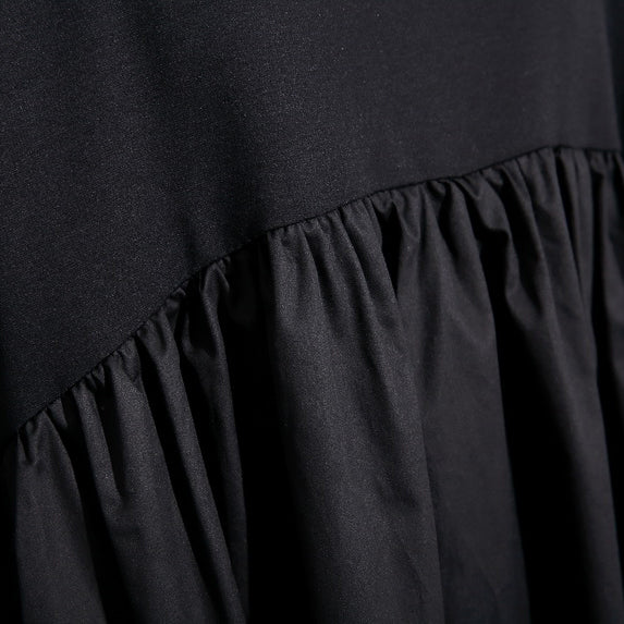 stylisches schwarzes Etuikleid aus Baumwolle Plus Size Baumwollkleidungskleid Elegantes Patchworkkleid aus Baumwolle mit hoher Taille