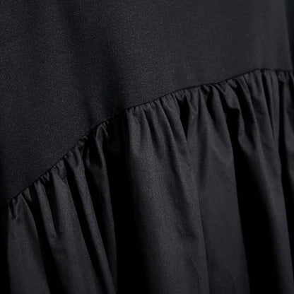 stylisches schwarzes Etuikleid aus Baumwolle Plus Size Baumwollkleidungskleid Elegantes Patchworkkleid aus Baumwolle mit hoher Taille
