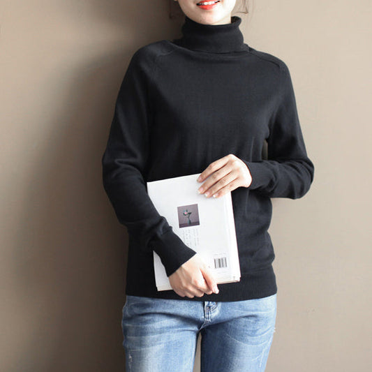 stylischer schwarzer gemütlicher Pullover oversized Pullover Vintage warmer Winter T-Shirt Strick