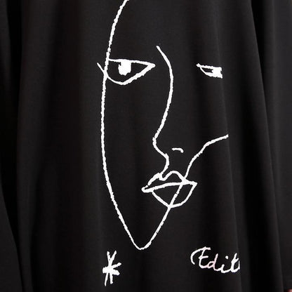 stylisches schwarzes, natürliches, übergroßes Leinen-Baumwollkleid mit Reißverschluss und weitem Bein 2018, Midikleid mit Rundhalsausschnitt