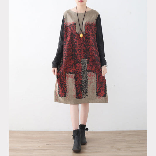 stylisches khakifarbenes Strickkleid trendiger Patchworkpullover in Übergröße feiner asymmetrischer Pullover