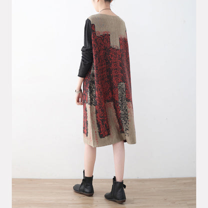 stylisches khakifarbenes Strickkleid trendiger Patchworkpullover in Übergröße feiner asymmetrischer Pullover