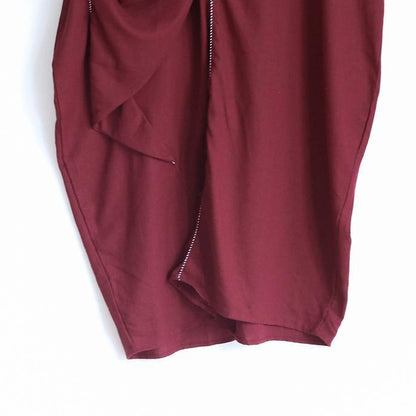 stylisches rotes Leinenkleid oversize asymmetrischer Saum Reisekleidung Neue asymmetrische Kaftane mit Reißverschluss